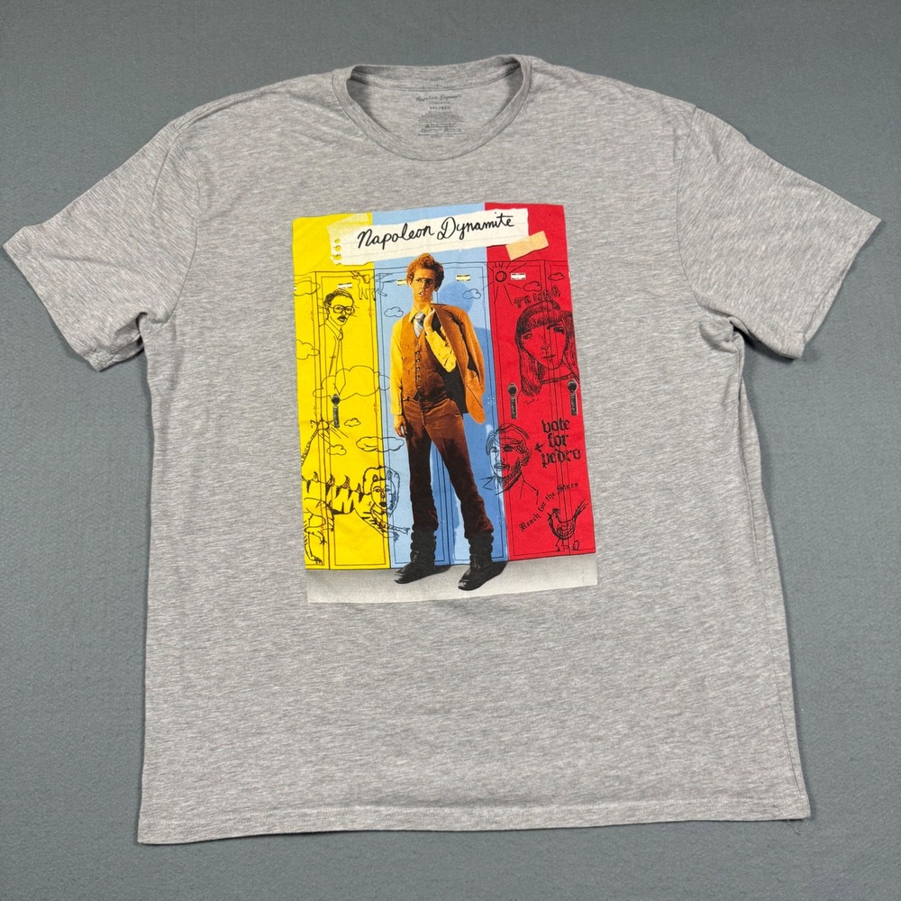 Napoleon Dynamite Graphic T-Shirt XXL Gray Heather Vote For Pedro Movie Tee
